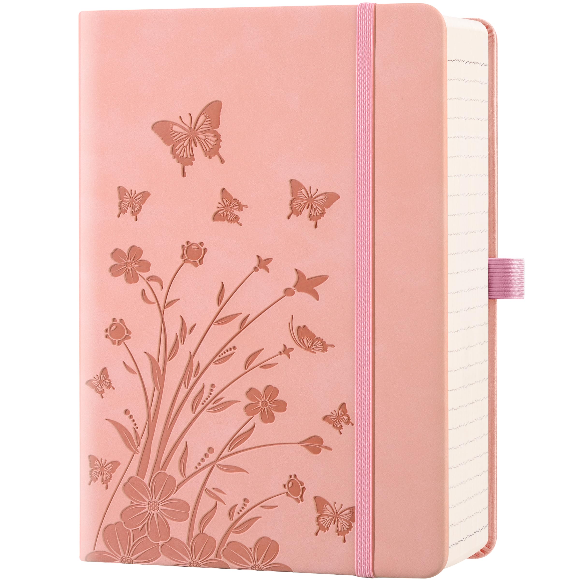 HwxBen Lined Journal Notebook– 365 Pages,Hardcover Leather Journals for Women Writing, B5 7.7'' x 10''College Ruled 100 gsm Paper for Work,Note-Taking,Office,School,Home Supplies,Pink.