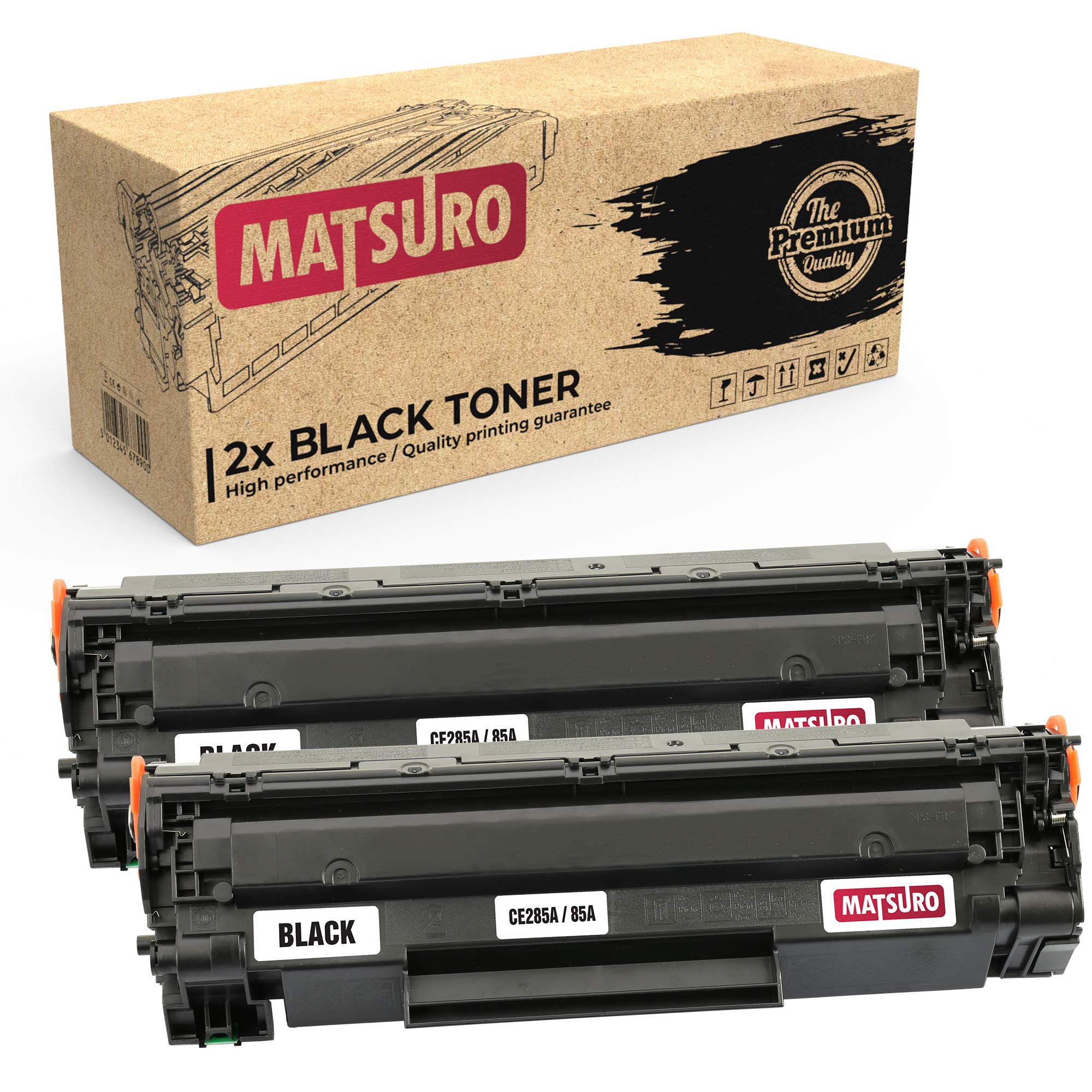 Matsuro Original | Compatible Toner Cartridge Replacement for HP CE285A 85A (2 BLACK)