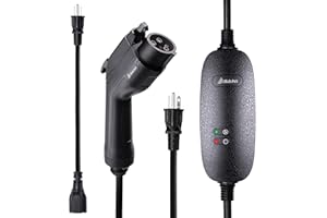Asani Level 1 & 2 EV Charger - Type 1-110-240V at 16 Amps - 16.5ft Portable Electric Vehicle EV Charger with NEMA 6-20 with NEMA 5-15 Adapter Plug for J1772 Electric Cars