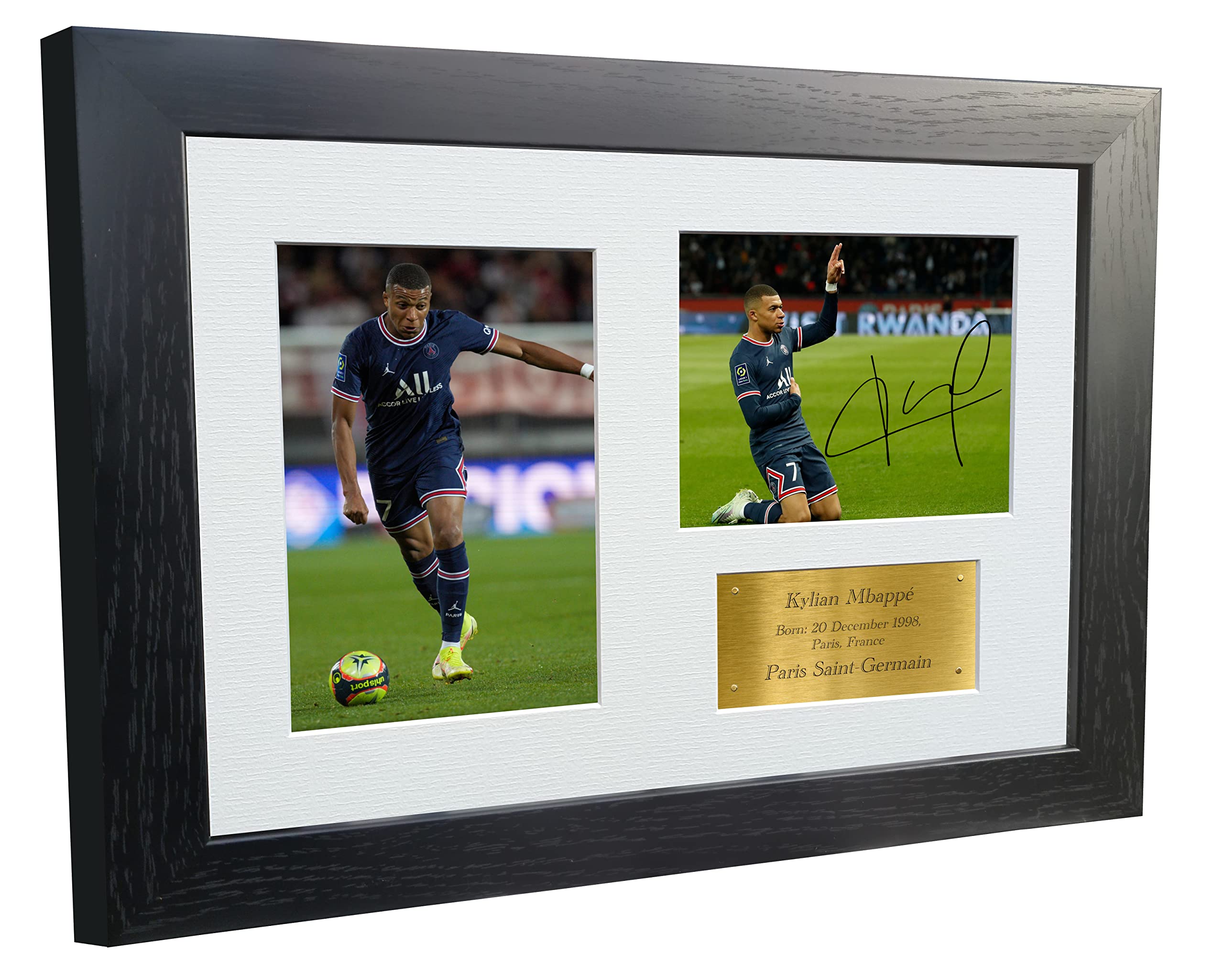 12x8 A4 Kylian Mbappé PSG Paris Saint-Germain Autographed Signed Photo Photograph Picture Frame Football Soccer Poster Gift G