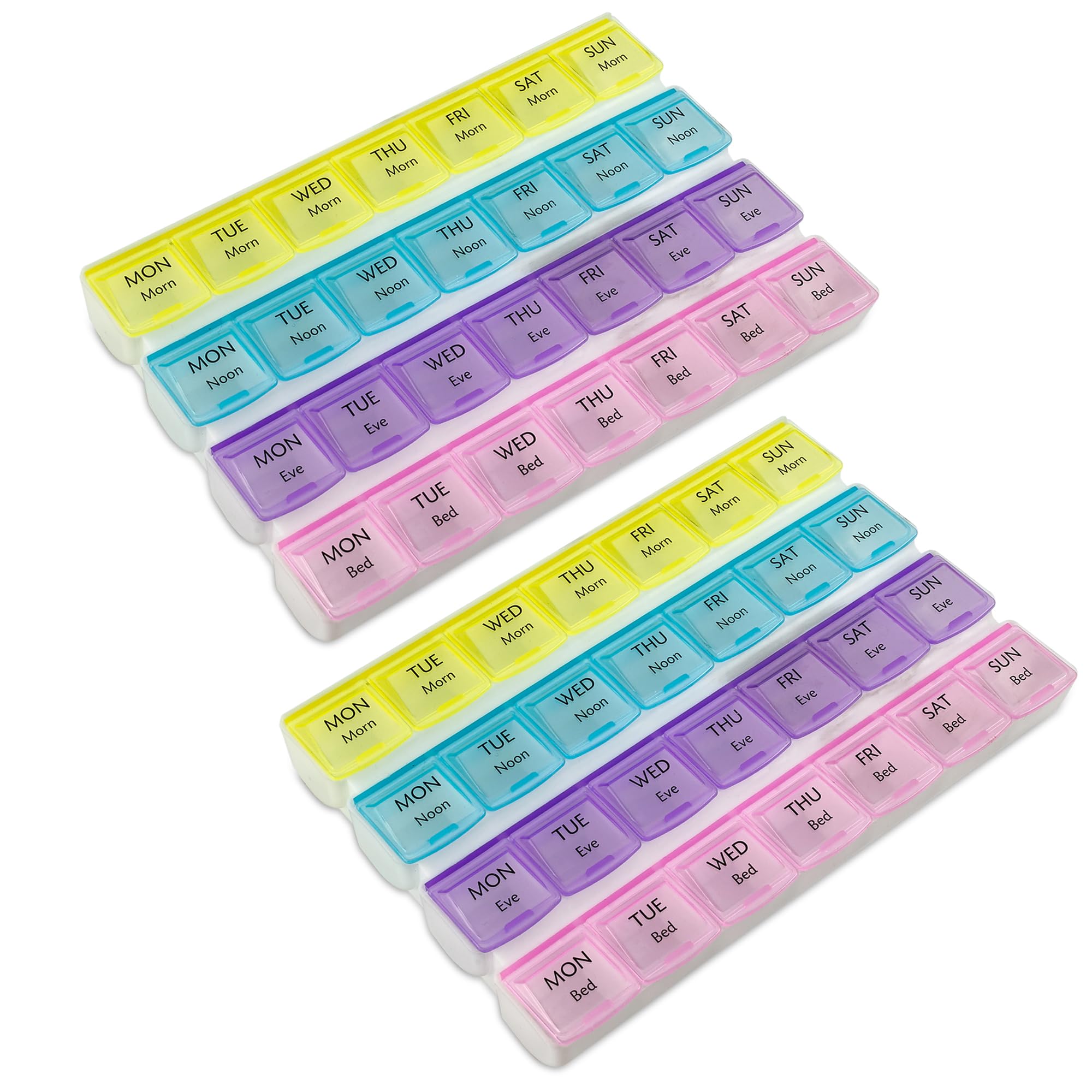 Monthly Pill Organizers - (Pack of 2) 28 Day Monthly Pill Planner to Separate Pills & Vitamins Week to Week, Travel Medication Reminder Daily Monday to Sunday Compartments — image 1