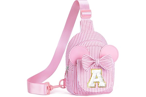 QLOVEA Birthday Gifts for Girls Kids Sling Bag Purse for Toddler, Pink A | 2 3 4 5 6 7 Year Old Girl Birthday Gift, Initial Crossbody Bag, Girls Kids Birthday Gifts, Sling Bag for Kid, Toddler Purse