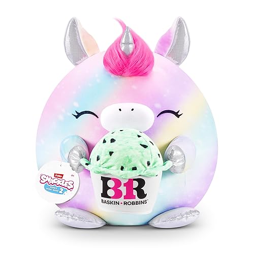 Snackles Series 2 16-inch by ZURU Cuddly Squishy Comfort 16-inch Plush with Licensed Snack Brand Accessory (Unicorn&Baskin-Robbins)