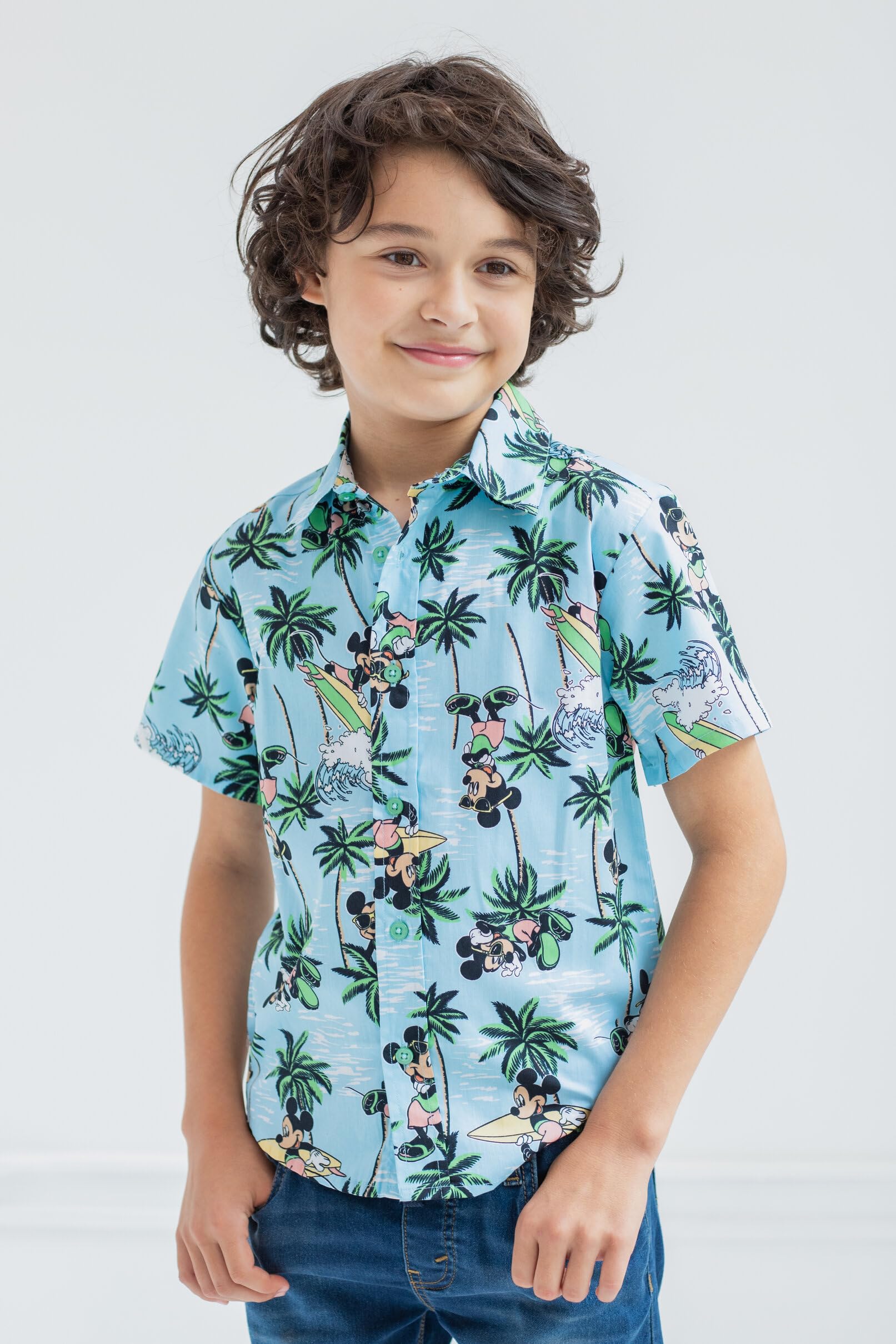 Disney Hawaiian Button Down Dress Shirt Toddler to Big Kid Sizes (2T - 18-20)