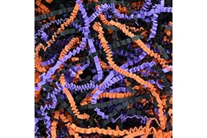 Raissily 1.5LB/700g Crinkle Cut Paper Shred Filler, Packing Grass Cushion Paper for Halloween Confetti Candy Box Filling Wrapping Gift Decoration (Black/Orange/Purple)