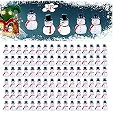 SOVOEY 120pcs Mini Snowman Figurines - Small Snowman Miniature Snowmen Figurines with Hat for Christmas Decor Micro Landscape Fairy Garden Dollhouse DIY Crafts Decoration