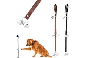 Mighty Paw Dog Doorbells - Soft Leather with Durable Jingle Bells - Ideal for Potty Training - for Pets to Ring to Go Outside - Dog Potty and Puppy Potty Training - (Black)