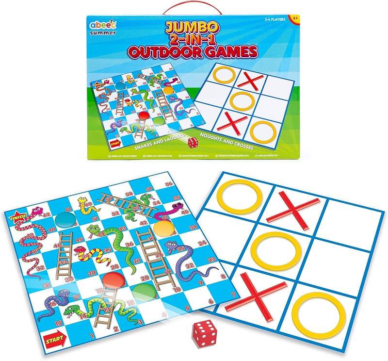 abeec Jumbo 2 in 1 Outdoor Games Snakes and Ladders Noughts & Crosses