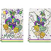 XCHI Iris Fleur De Lis Masks Beads Mardi Gras Kitchen Towels Carnival Dish Towels 18x26 Inch Home Kitchen Decorations Hand Towels Set of 2 Drying Dishcloth