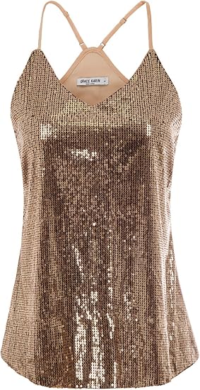 gold sequin tank top