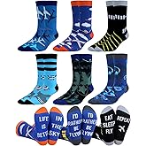 Halfchet 6 Pairs Novelty Racing Car and Airplane Socks Crew Birthday Socks Gifts for Men Women