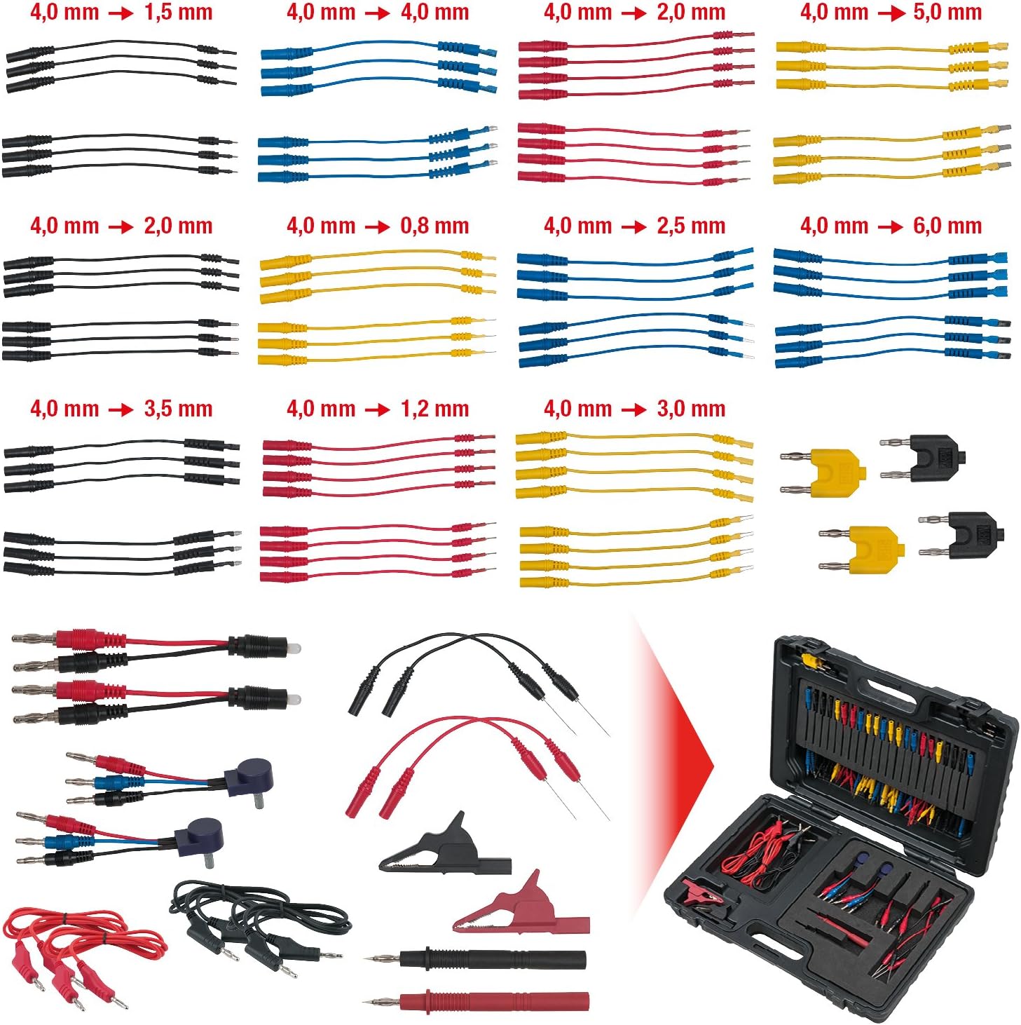 KS Tools 150.0950 12/24V Master diagnostic test and measurement lead set, 92 pcs, Green,red, SIZE - Image 3