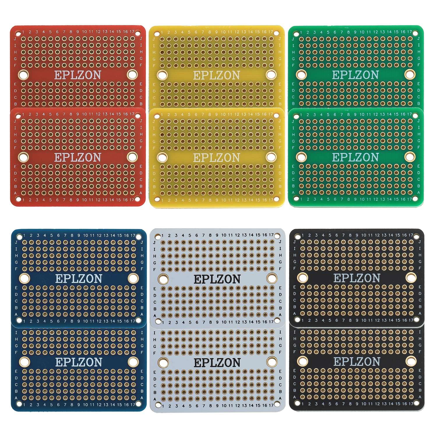 EPLZON Plated Mini PCB Solder-able Breadboard for Electronics Projects Compatible with Arduino Soldering Projects 2.0"x1.5" mixed color(pack of 12pcs)