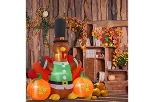 SHDEJTG 5.5ft Thanksgiving Inflatable Outdoor Decoration Turkey Inflatable Patio Decoration with Built-in LED Lights, Suitable for Thanksgiving Holiday Party, Patio, Lawn, Garden Winter Decoration