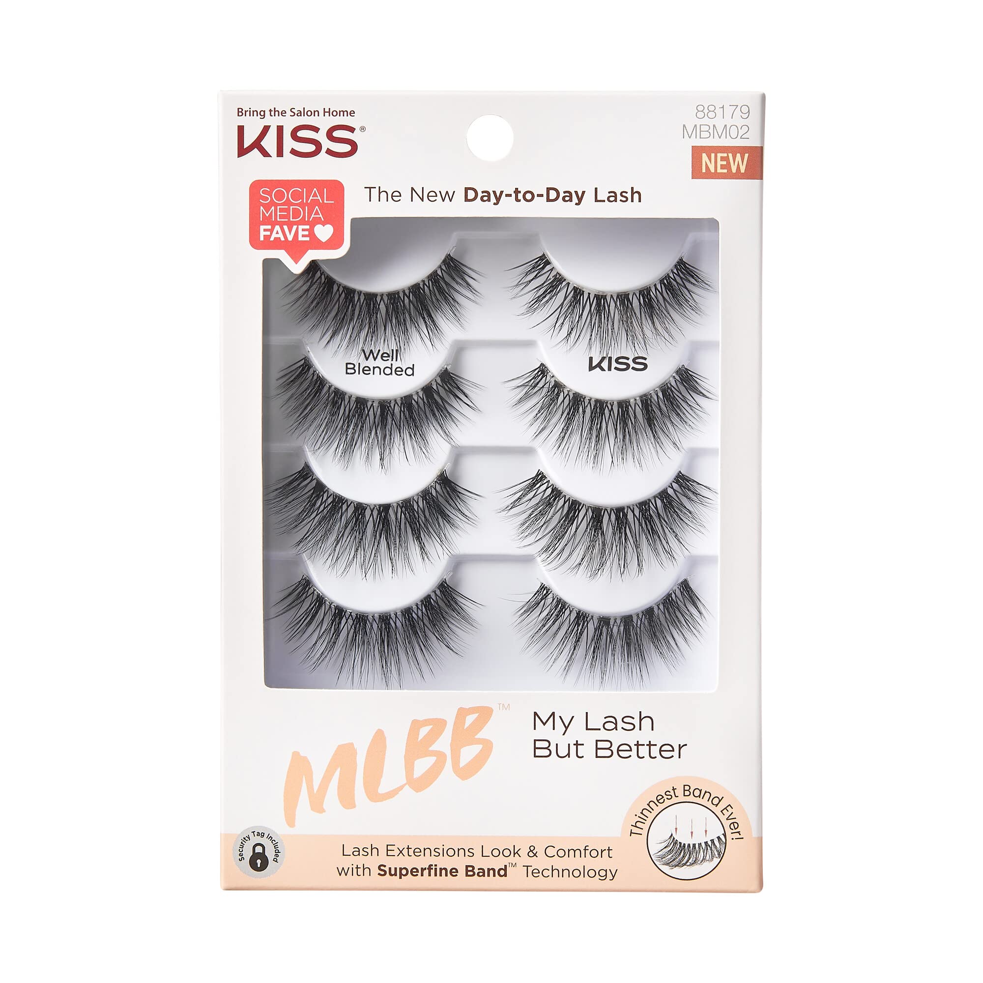 Photo 1 of **** nonrefundable*** KISS My Lash But Better False Eyelashes, 'Well Blended', 16 mm, Includes 4 Pairs Of Lashes, Contact Lens Friendly, Easy to Apply, Reusable Strip Lashes