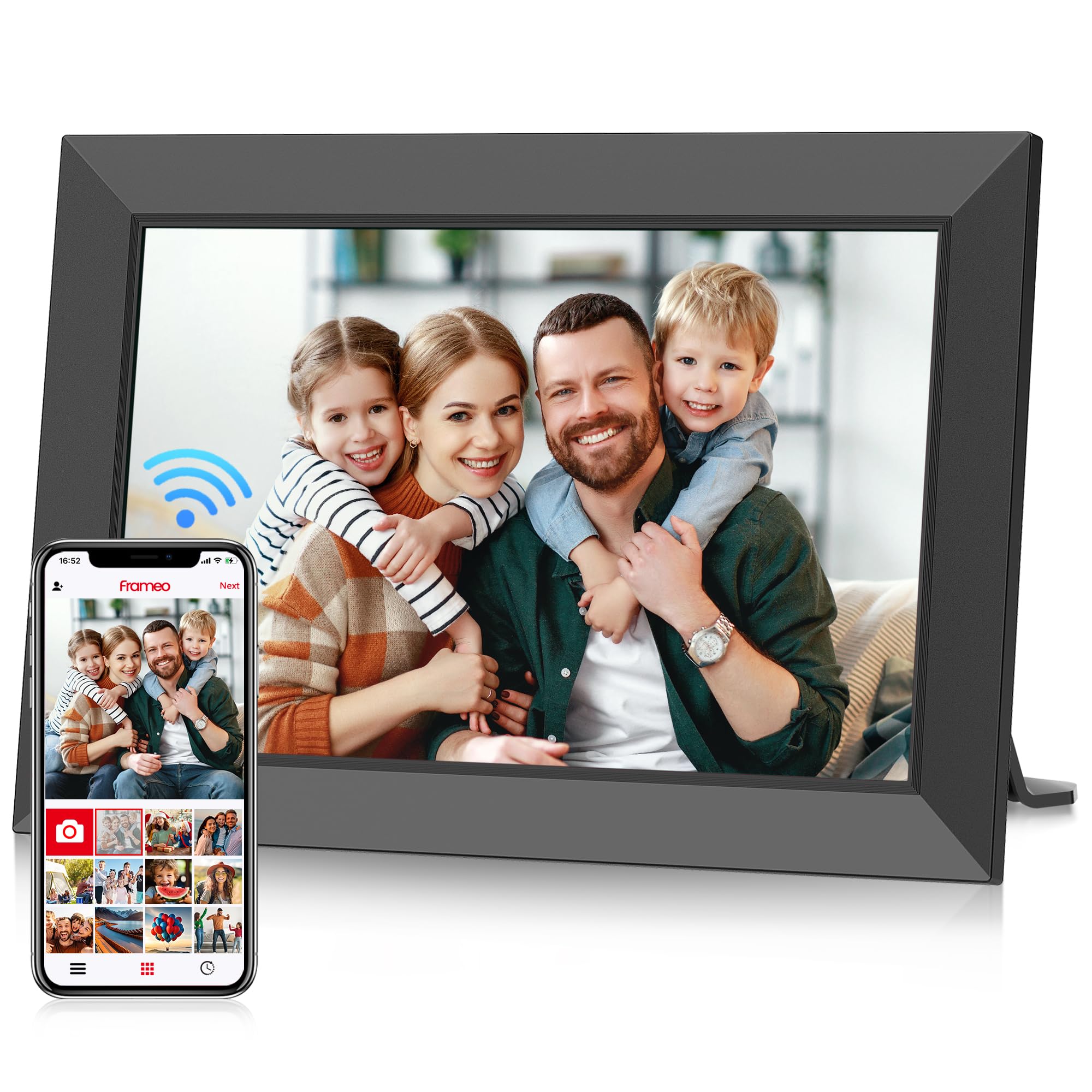 Photo 1 of Frameo 10.1 Inch Wifi Digital Picture Frame, Photo Frame Electronic with HD IPS Touch Screen Slideshow Display 32GB Memory Auto-Rotate Wall Mount, Share Photos/Video from Phone by Frameo App Instantly