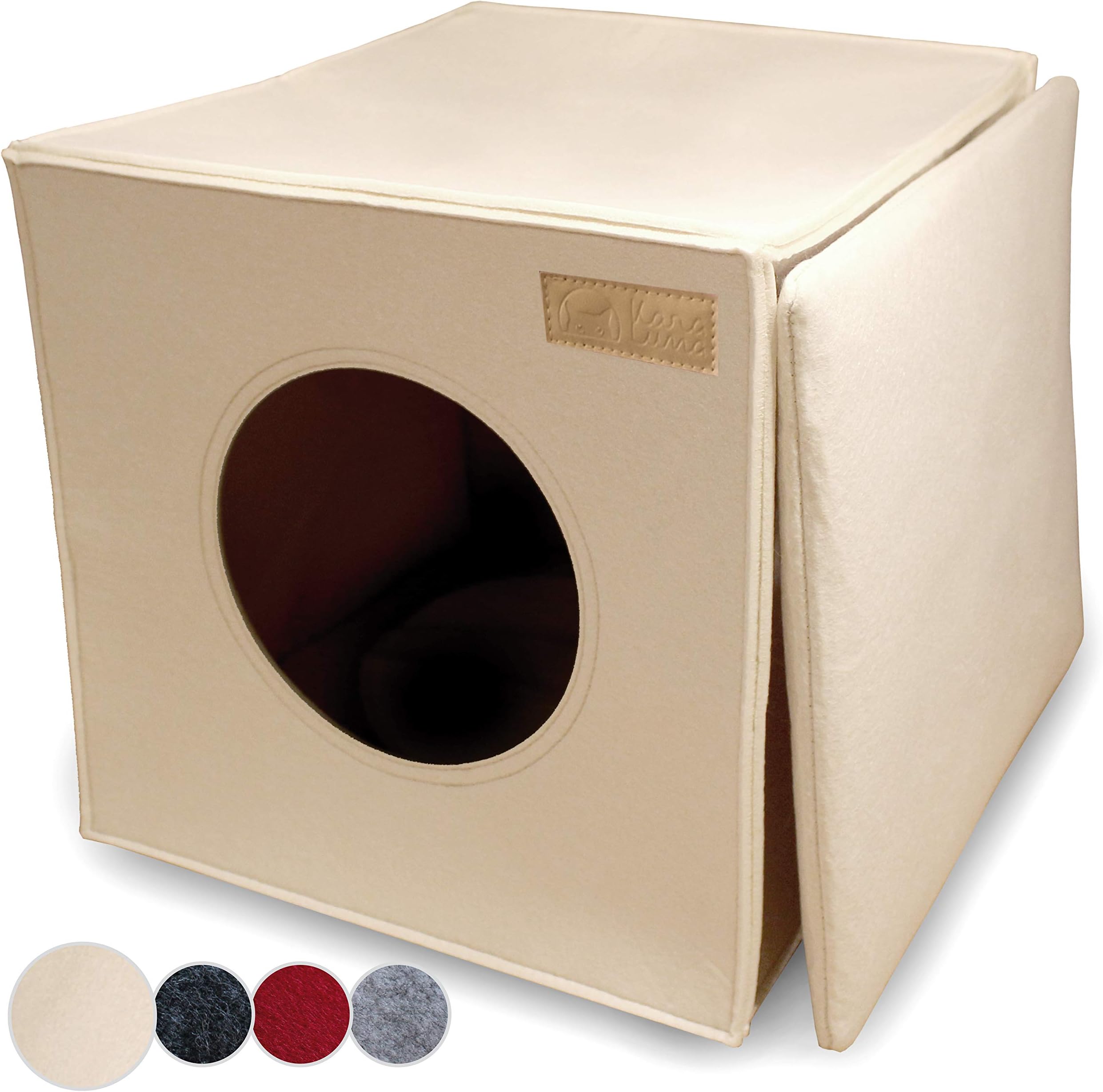 KaraLuna Cat Cave Felt for Shelving e.g. Kallax or Expedit I Cuddly Cave Shelf I Cat Cave for 2 Cats or Large Cats I Cat Sleeping Place Cat Basket Felt (Beige)