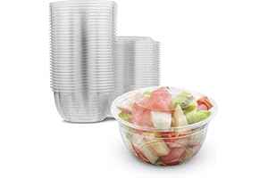 MT Products PET Plastic Small Salad Bowl with Lid 16 oz Crystal Clear for Product Visibility Perfect for Travel (30 Pieces)