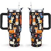Mindunm 40 oz Cute Cat Tumbler with Handle and Straw Lid cat gifts for cat lovers for Women Double Insulated Cup Travel Coffee Mug