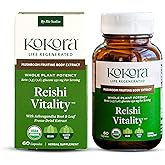 Kokora Reishi Vitality - Organic Adaptogenic Mushroom Capsules for Healthy Aging, Daily Wellness, Energy, Vitality*- Reishi with Beta Glucans & Ashwagandha - Vegan, Non-GMO - 60 Capsules - 30 Servings