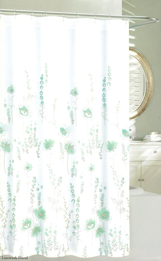 Amazon Com Nicole Miller Fabric Shower Curtain Linework Floral