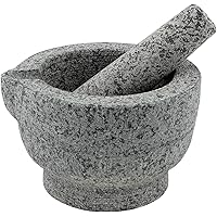 Granite Mortar and Pestle Set – Guacamole Bowl Traditional Molcajete, Large 15Fl Oz 2 Cup Capacity, Natural Stone…