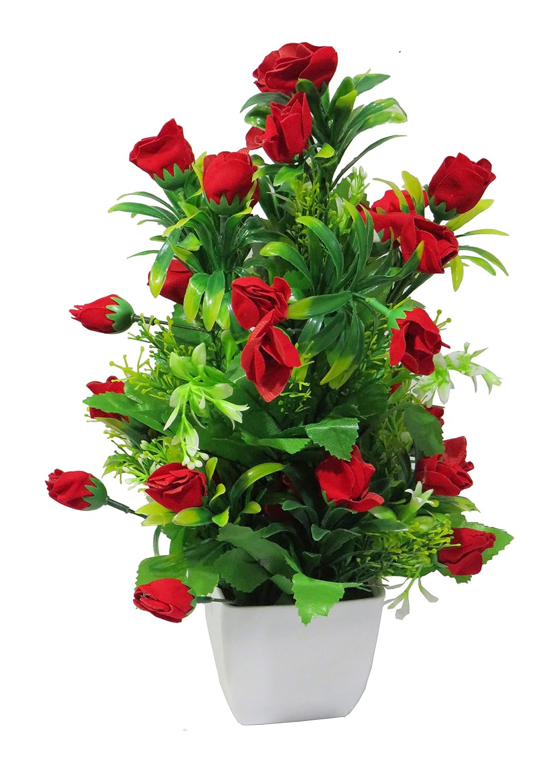 Buy eMani Artificial Rose Flower with Plastic Vase for Home Decoration