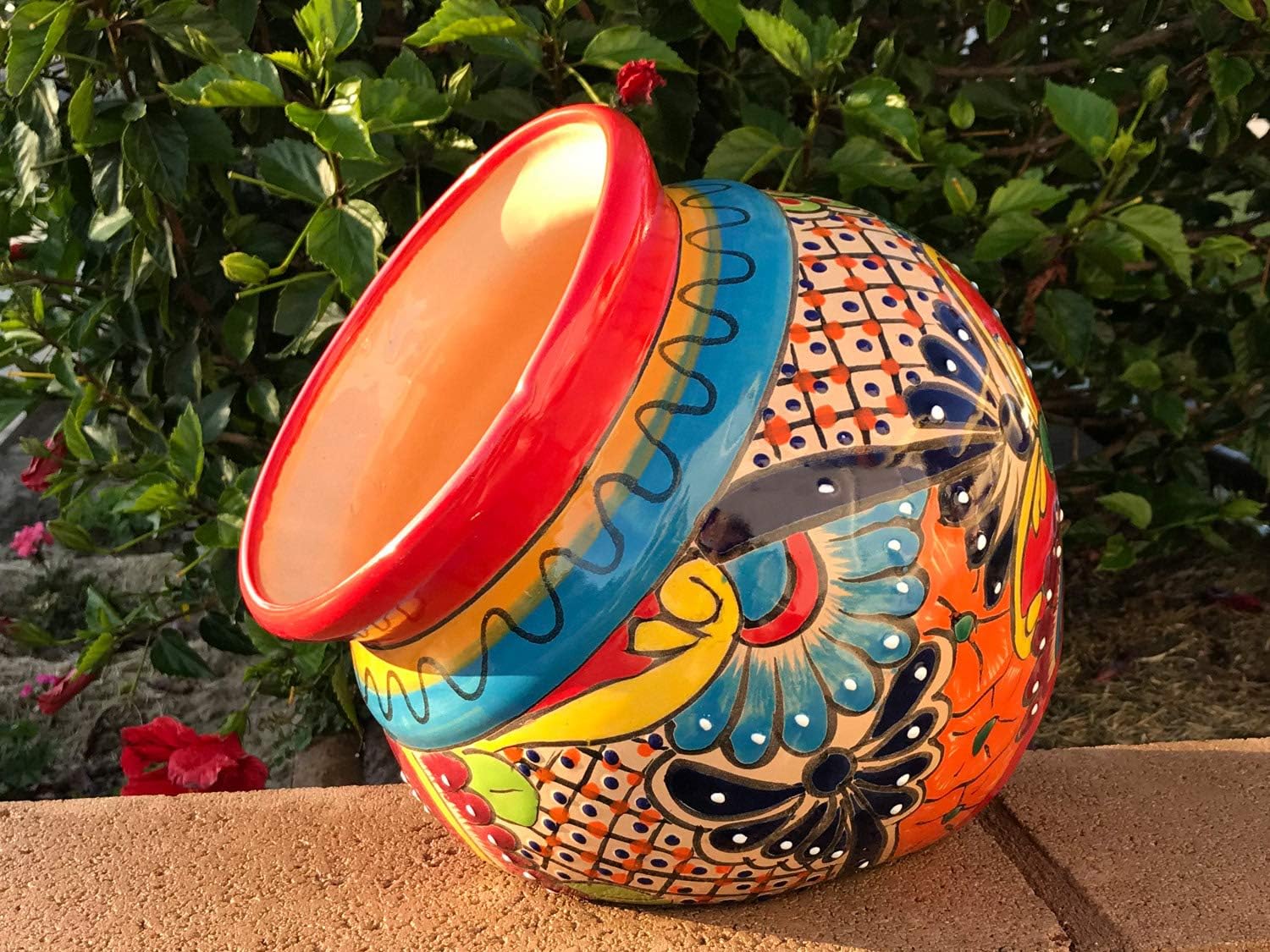 TALAVERA Ceramic Cubana Flower Pot 11" Planter