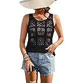 Women's Crochet Tank Tops Summer Knit Sweater Vest Hollow Out Sleeveless Boho Top