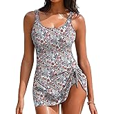 Buauty One Piece Swimdress U Neck Swimsuits for Women Sexy Swim Skirt Bathing Suit Side Tie Knot 2026