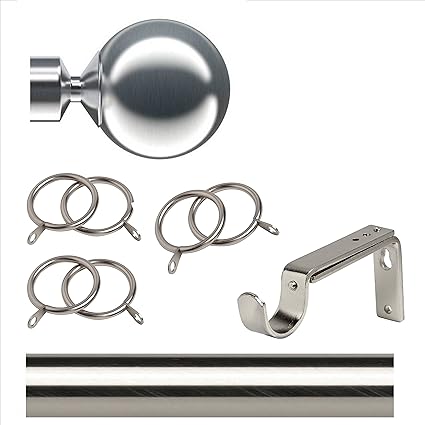 Trade Packed 250cm 1 Piece Single Curtain Pole With Rings For