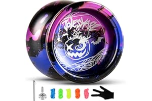 JOLESHARE Professional Unresponsive Yoyo X5 for Pros and Responsive Yoyos for Kids Beginners - Replaceable Unresponsive Bearings, Gloves, Removal Bearing Tool and 5 Cords Included (Blue Purple Black)