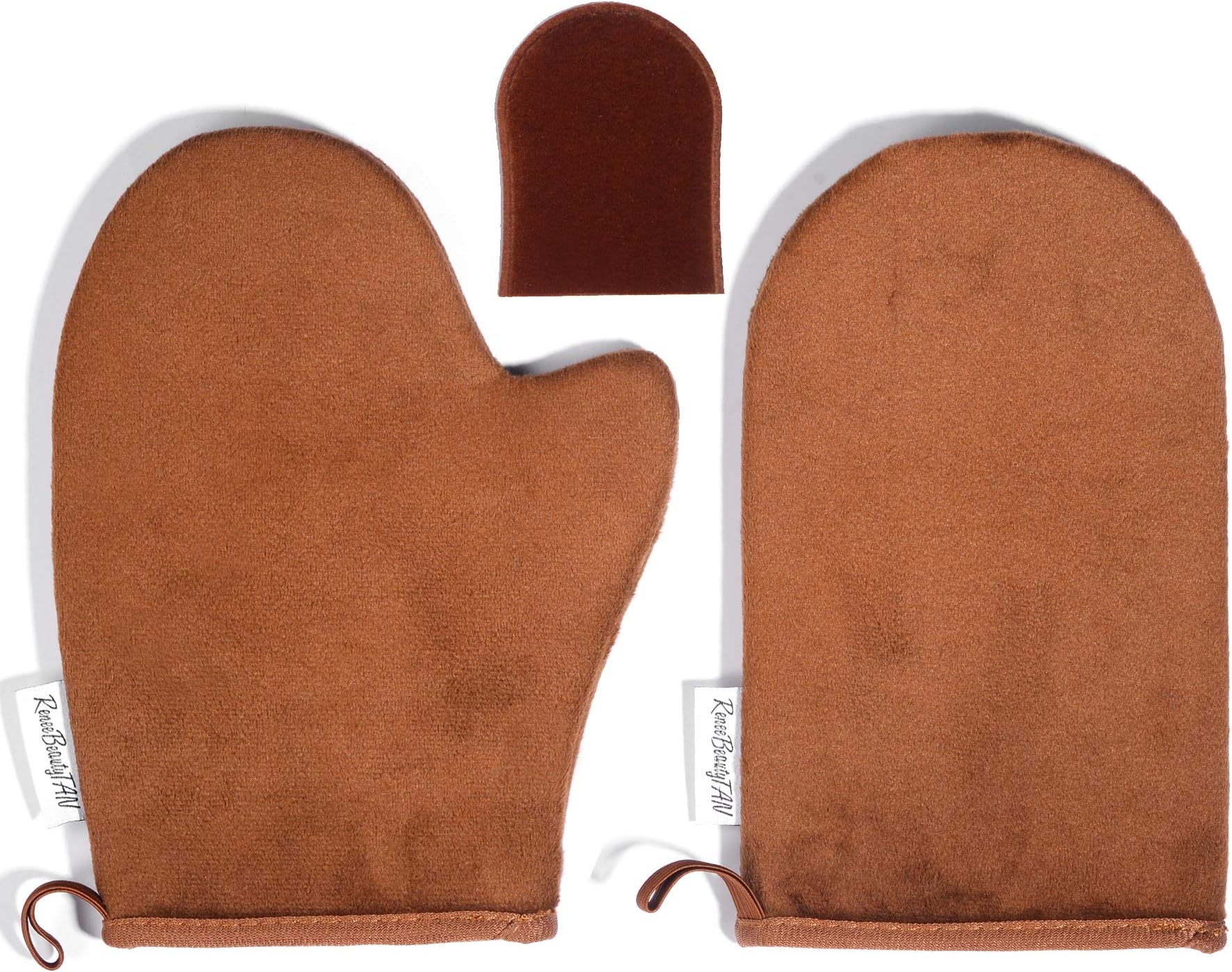 Reneetan 3 Packs Self Tan Mitt Sunless Tan Gloves Applicator Face Mitts for Self Tanner or Moisturizing Lotion, Night Cream