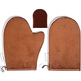 Reneetan 3 Packs Self Tan Mitt Sunless Tan Gloves Applicator Face Mitts for Self Tanner or Moisturizing Lotion, Night Cream
