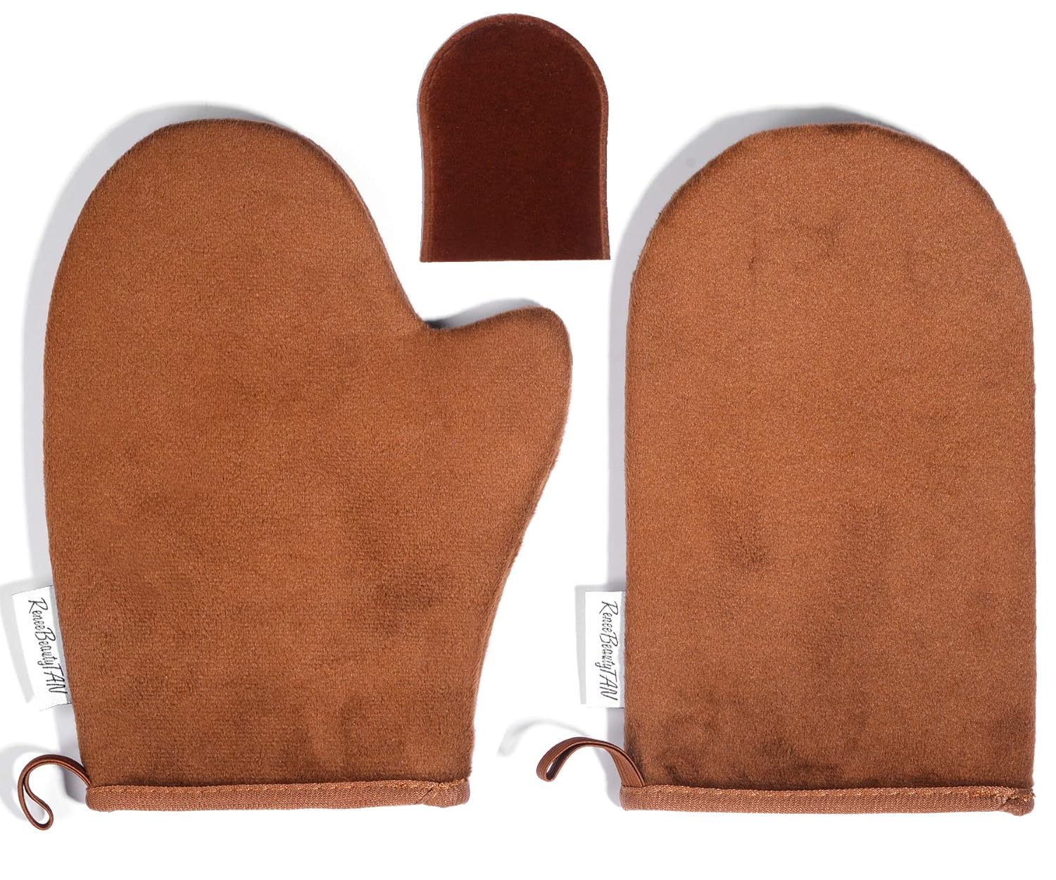 Reneetan 3 Packs Self Tan Mitt Sunless Tan Gloves Applicator Face Mitts for Self Tanner