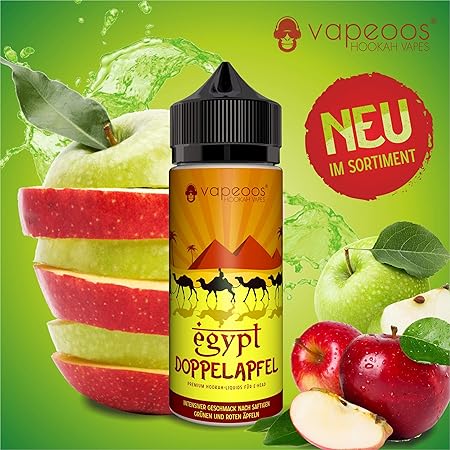VAPEOOS Premium E-LIQUIDS | EGYPT I Doppelapfel | 100ml für E-Zigaretten und E-Shishas | 0mg (ohne Nikotin) I Made in Germany