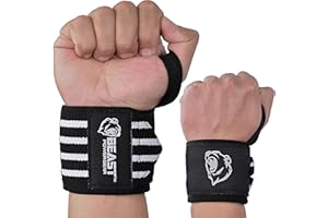 Beast Power Gear Wrist Wraps for Weightlifting 18” Premium Quality Wrist Support for Bodybuilding Heavy Duty Thumb Loop Powerlifting, Strength Training for Men and Women