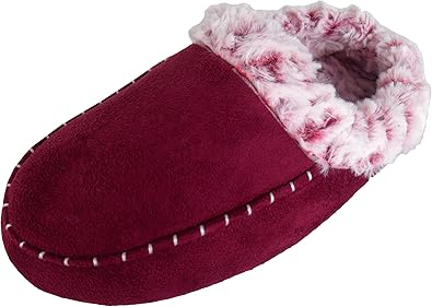 Cookies And Cream Divas Ladiesfaux Suede Moccasin Slippers Burgundy Medium Uk 5 6 Amazon Co Uk Shoes Bags