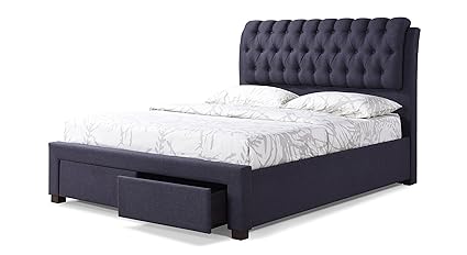 Urban Ladder Cassiope King Size Double Bed with Box Storage (Matte Finish, Charcoal Grey)
