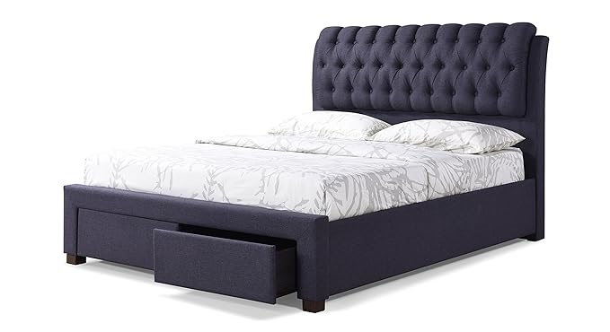 Urban Ladder Cassiope King Size Double Bed with Box Storage (Matte Finish, Charcoal Grey)