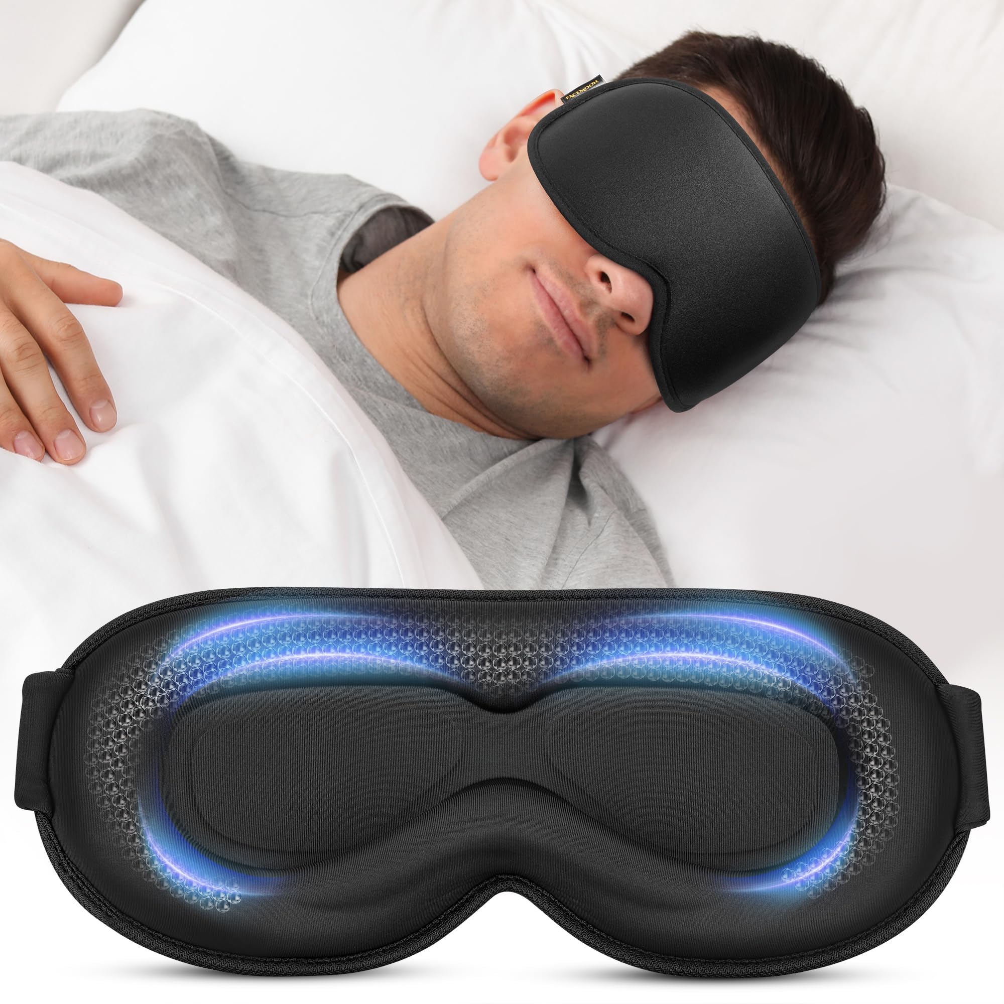 Photo 1 of Travel Essentials Blackout Sleep Mask for Men Women: Weighted Designed 3D Zero Eye Pressure Soft - for Long Flight, Car Trip, Office Nap, Bedroom, Apartment - Rest and Relaxation Gifts