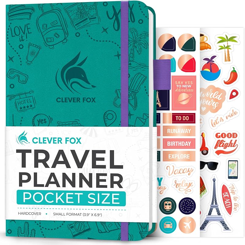 Clever Fox Travel Journal Turquoise A5 Budget, Packing List & Trip Planner