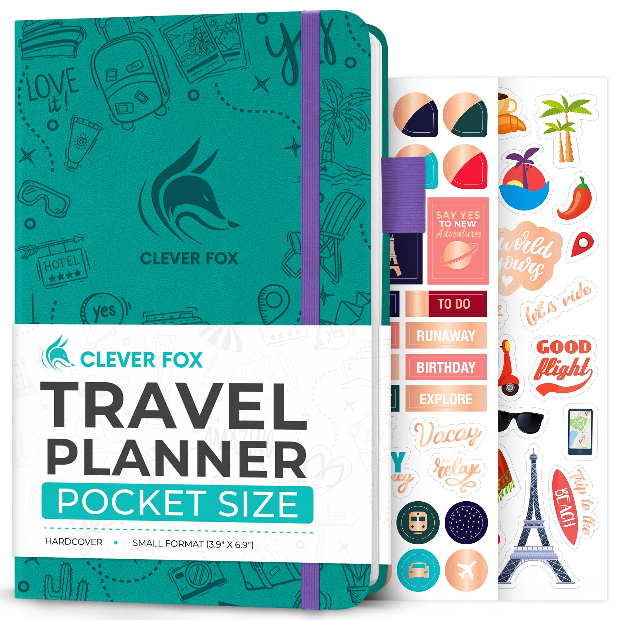 Clever Fox Travel Journal – Vacation Planner with Budget Plan, Packing List, Expense Tracker & Trip Journal – Travelling Itinerary Organizer for Women, Men & Couples – Pocket Size, Turquoise