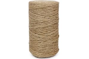 Leecogo 2mm Jute Twine 300 Feet 3Ply Twisted Heavy Duty Brown Twine String Ribbon for Arts Crafts DIY Project Gardening Packi