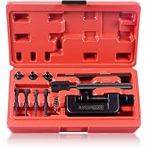 DAYUAN Motorcycle Chain Breaker Set, Chain Cutter and Riveter Kit, Red Case | 13Pcs Chain Removal Tool, 35-630 Chains Bikes Motorcycles ATVs，2.2/2.9/3.8mm Pins，Long Handle High Torque, Grind Rivet First