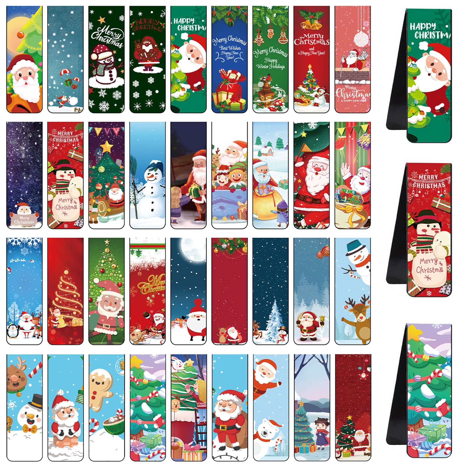 HIQE-FL Pack of 36 Christmas Magnetic Bookmarks, Magnetic Bookmarks kit, Christmas Magnetic Page Clips, Magnetic Bookmarks Page Markers