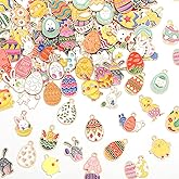 MARFOREVER 120 PCS Easter Charms for Jewelry Making, Assorted Gold Enamel Easter Bunny Egg Rabbit Charms Pendants Easter Spring Charm Bulk for DIY Bracelet Necklace Earrings Making Supplies