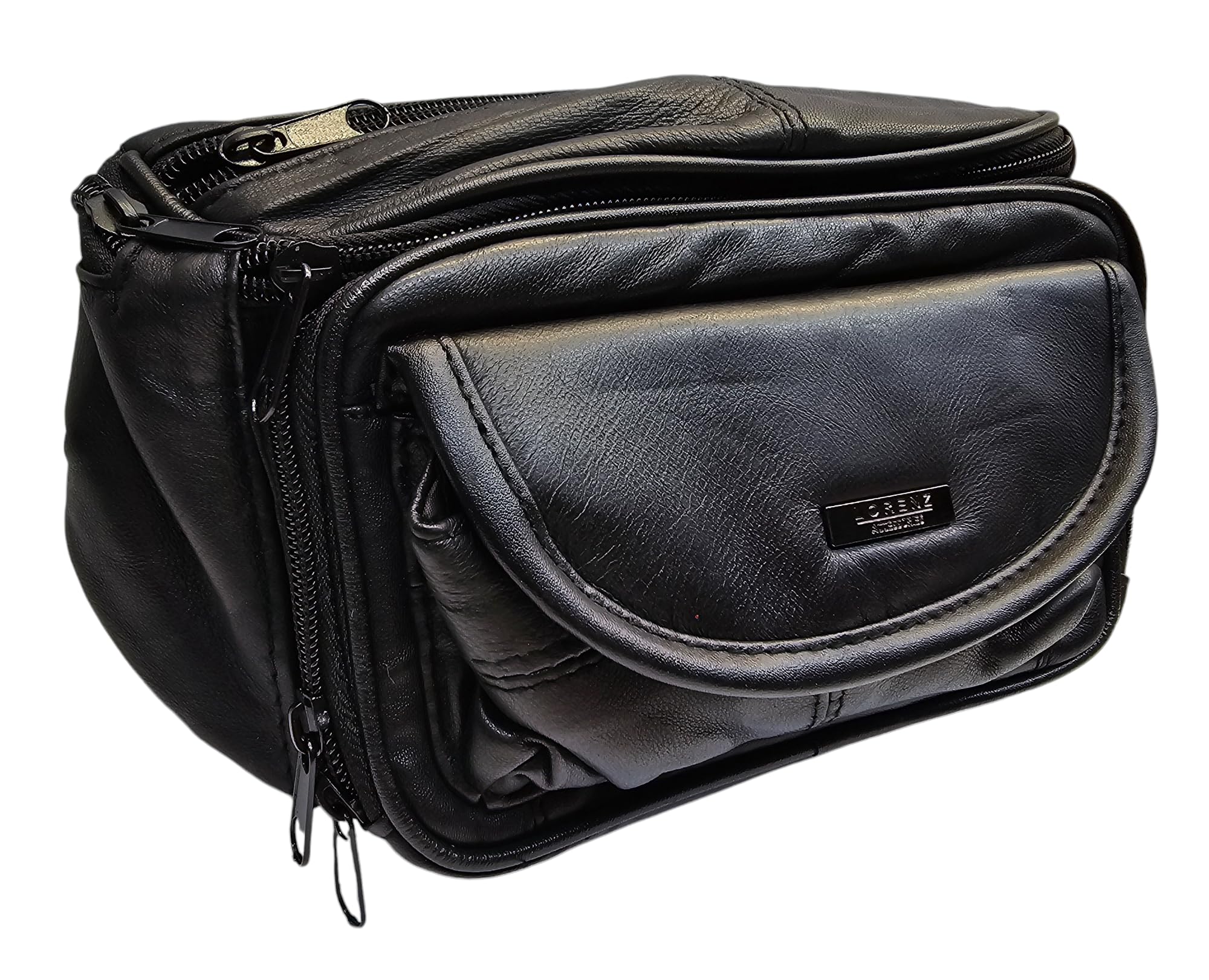 NEW BLACK SOFT LEATHER LARGE SIZE BUM BAG MONEY WALLET DESIGNED BY LORENZ 1964, One Size
