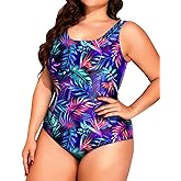 Holipick Womens Plus Size One Piece Swimsuits Tummy Control Bathing Suits Sporty Swimwear