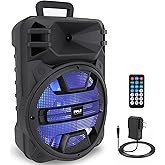 Pyle 12'' Portable Bluetooth Speaker System - 800 Watts - Karaoke Speaker w/ Latest DJ LED Lights, USB/FM/BT/Aux/Remote Control/Mic Inputs & Built-in Rechargeable Battery PPHP1243B